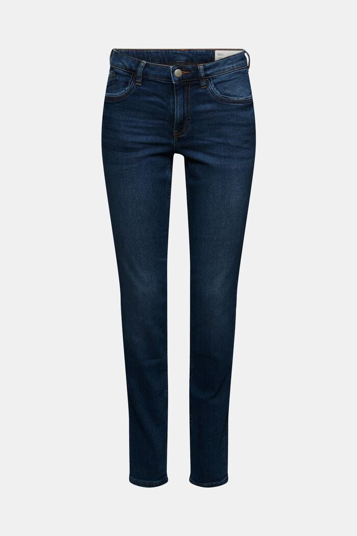 Stretch-jeans i økologisk bomuld, BLUE DARK WASHED, detail image number 0