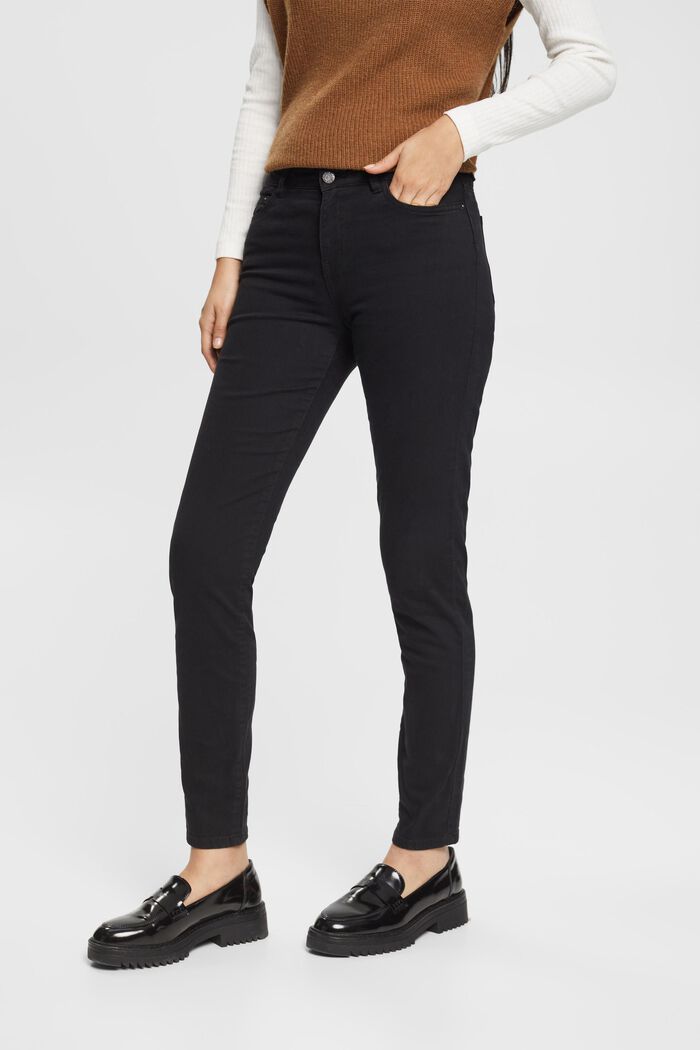 Skinny fit-bukser med mellemhøj talje, BLACK, detail image number 0