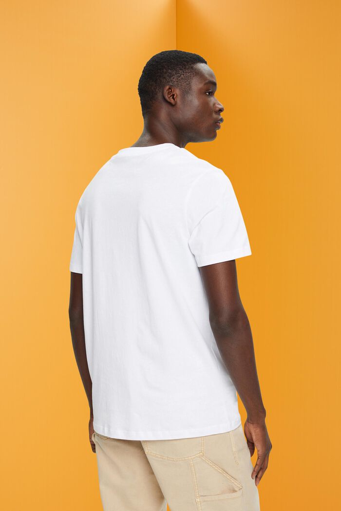 Slim fit T-shirt i bomuld med print på fronten, WHITE, detail image number 3