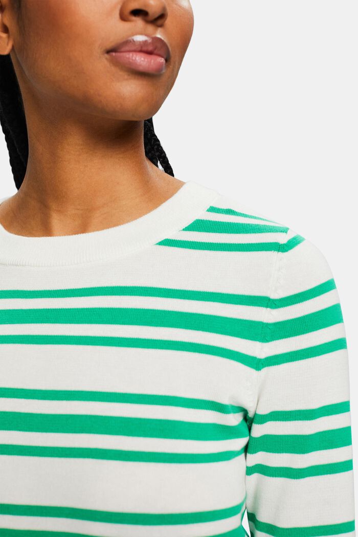 Stribet sweatshirt med rund hals, GREEN, detail image number 3
