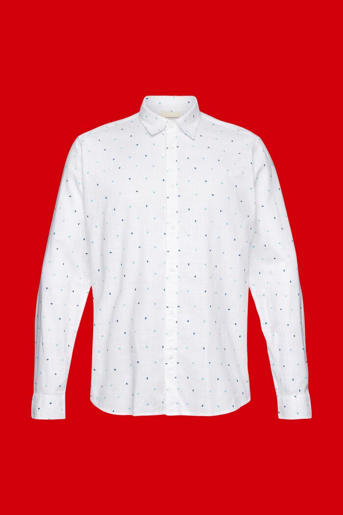 Skjorte i slub-bomuld med måneprikket mønster, WHITE, detail image number 5