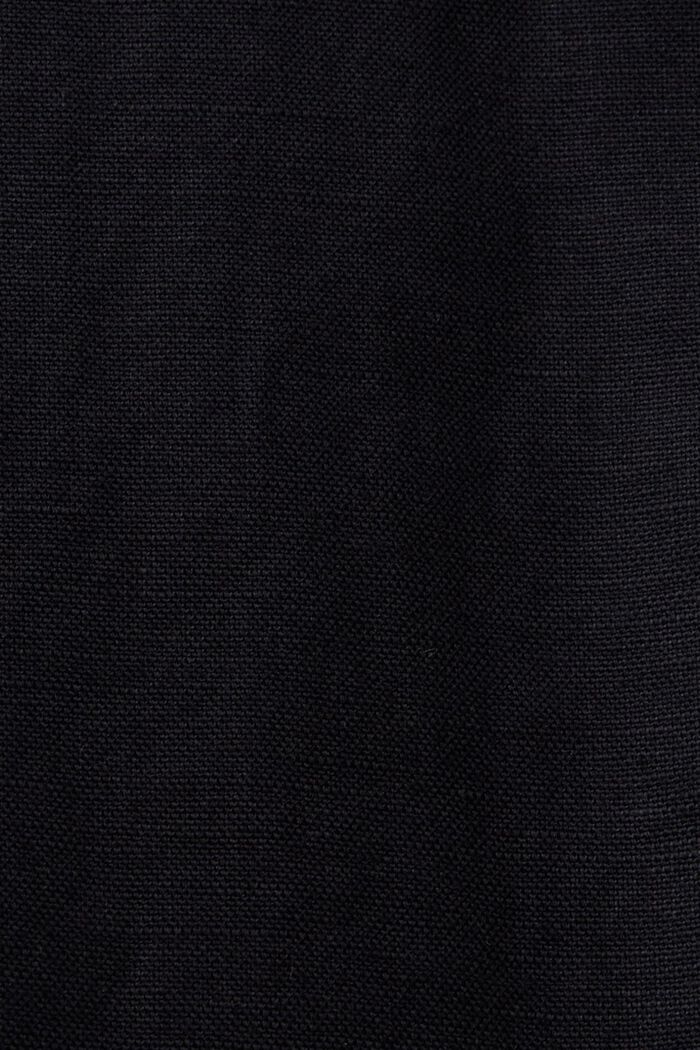 Culottebukser i bomuld/hør med stramt bælte, BLACK, detail image number 6