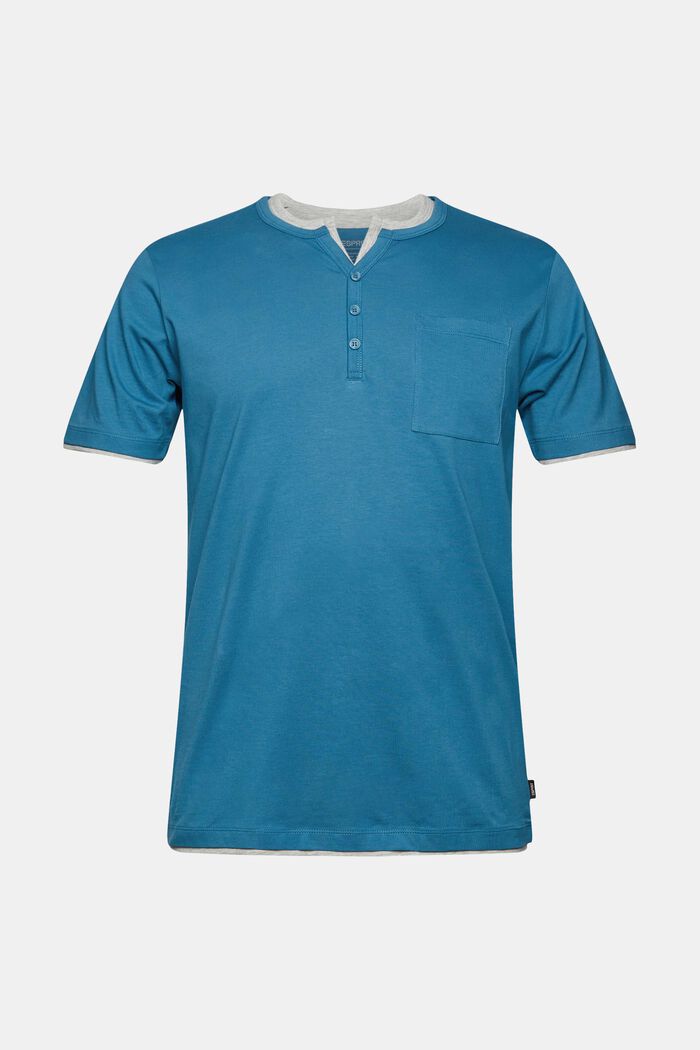 Jersey-T-shirt med lag på lag-detaljer, PETROL BLUE, overview
