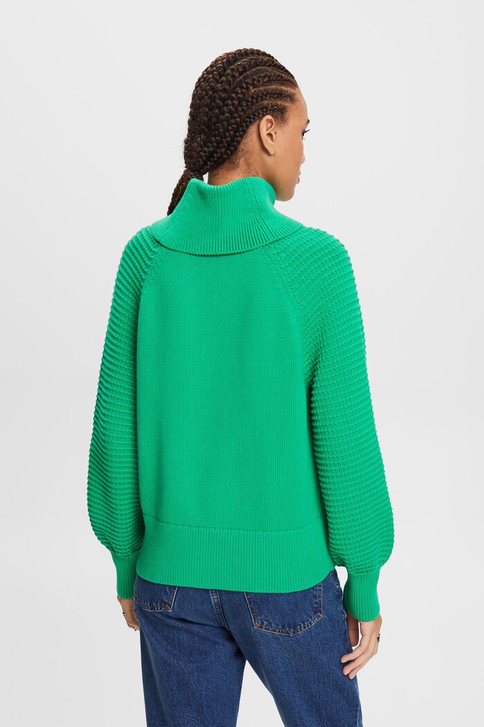 Rullekravesweater i bomuld, GREEN, detail image number 3