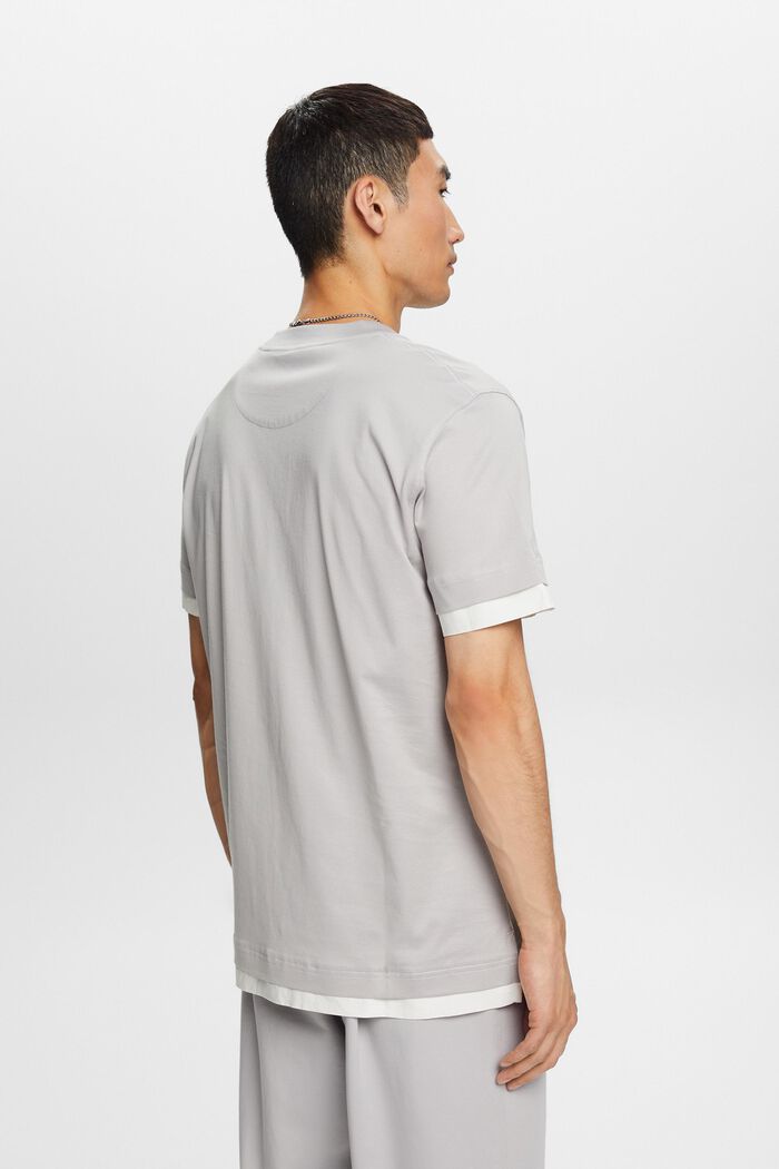 T-shirt m. rund hals, lag på lag-look, 100% bomuld, LIGHT GREY, detail image number 3