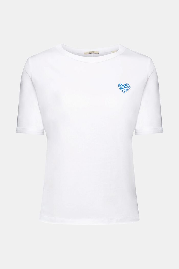 Bomulds-T-shirt med hjerteformet logo, WHITE, detail image number 7