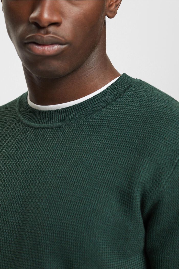 Stribet sweater, DARK TEAL GREEN, detail image number 0
