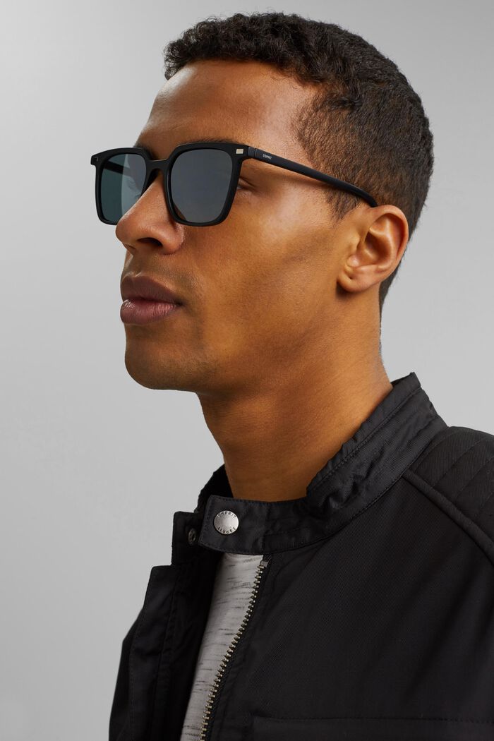 Kantede solbriller med kunststofstel, BLACK, detail image number 2