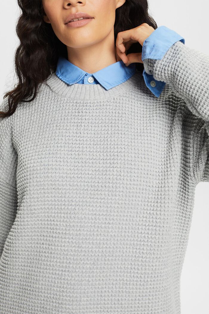 Tekstureret striksweater, LIGHT GREY, detail image number 2