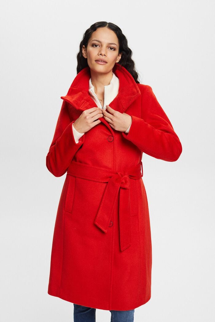 Genanvendt: Frakke i uldmiks med kashmir, RED, detail image number 0