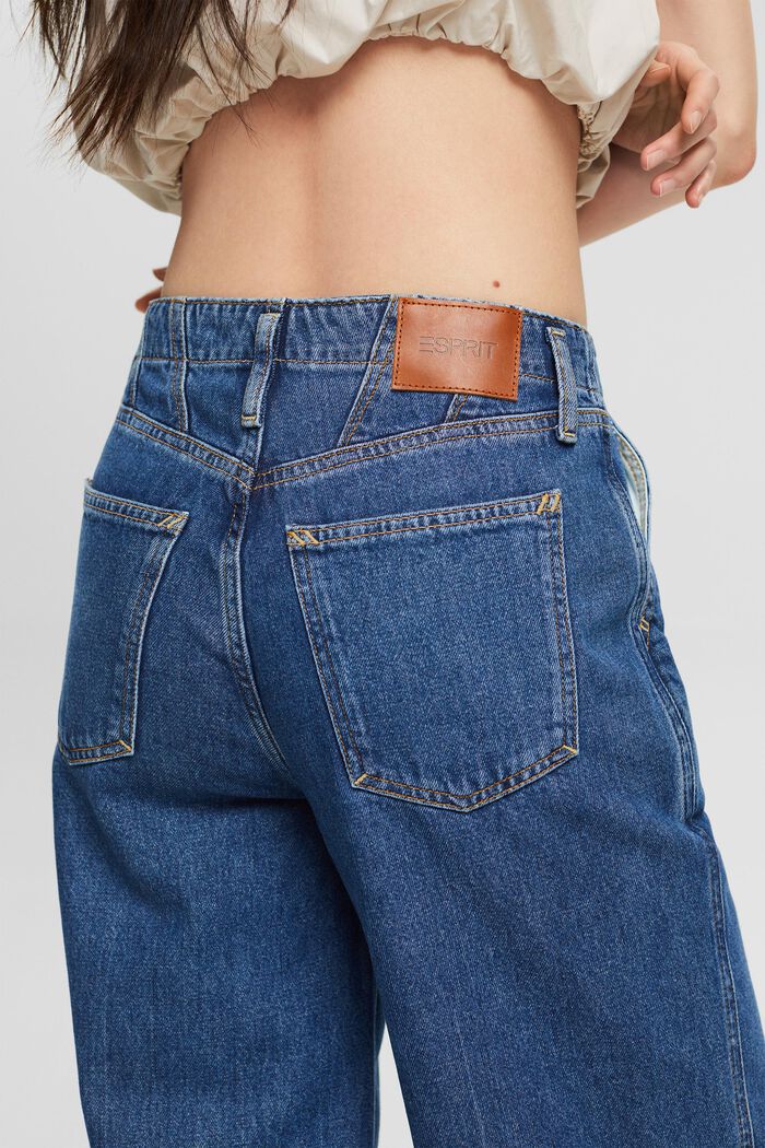 Retro-jeans med høj talje og vide ben, BLUE MEDIUM WASHED, detail image number 3