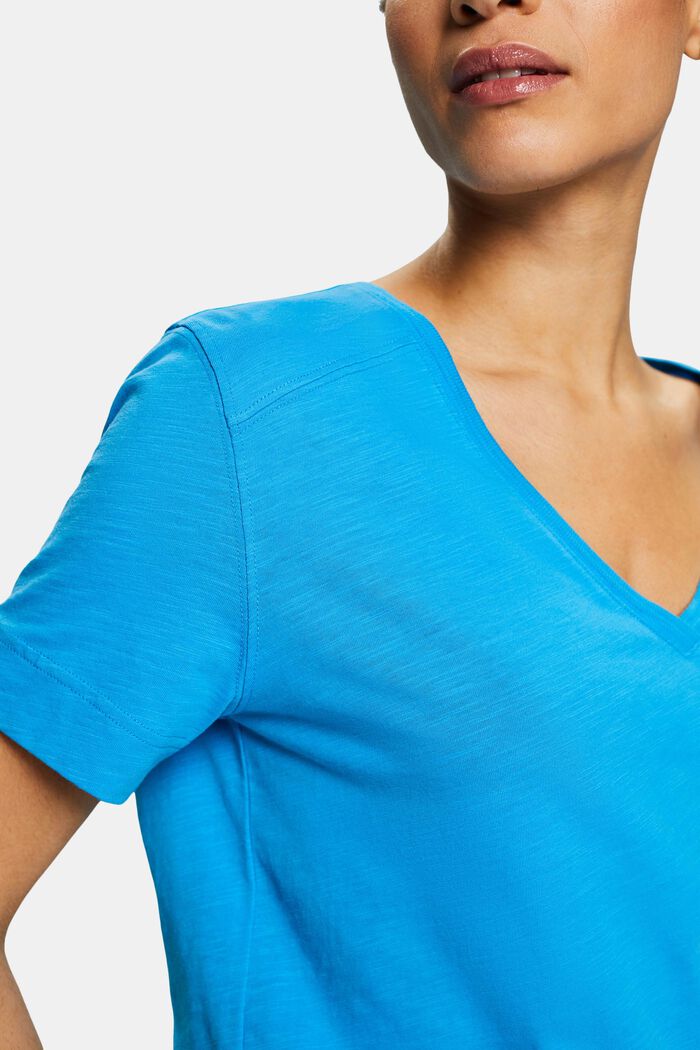 Jersey-T-shirt med V-hals, BLUE, detail image number 3
