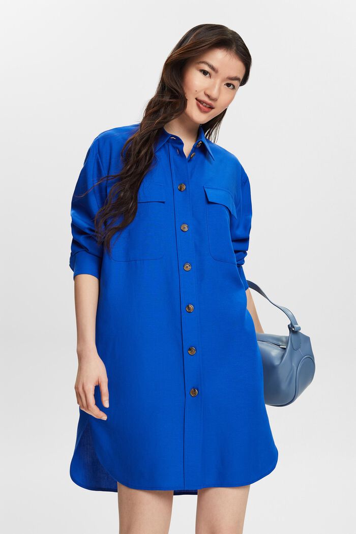 Oversized button up-skjorte, BRIGHT BLUE, detail image number 0