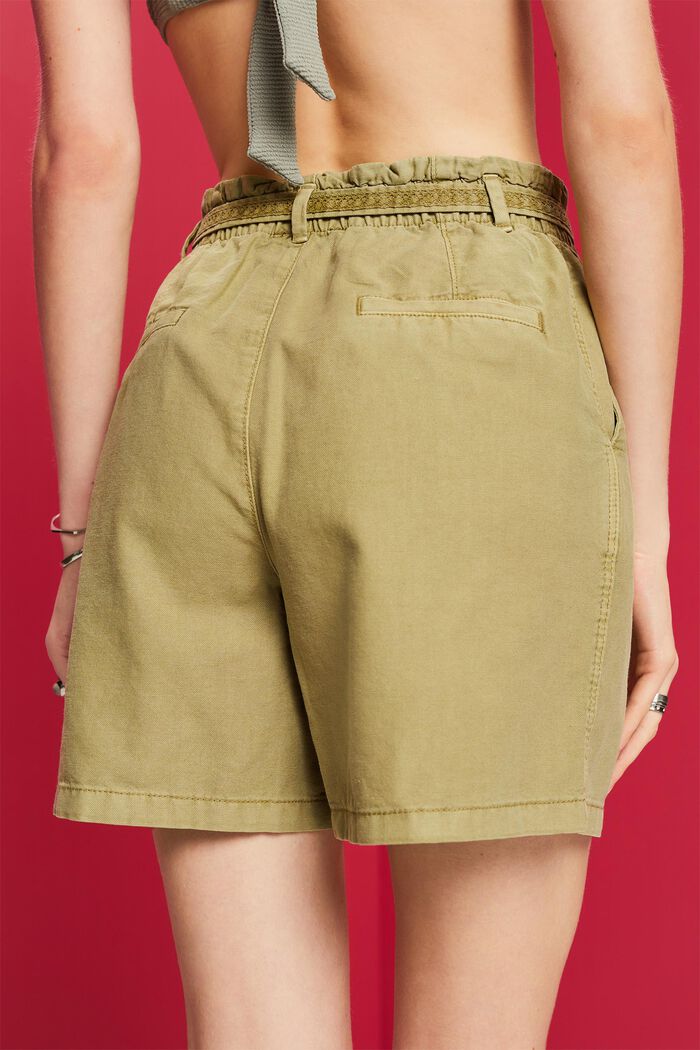 Shorts med bindebælte, hørmiks, PISTACHIO GREEN, detail image number 4