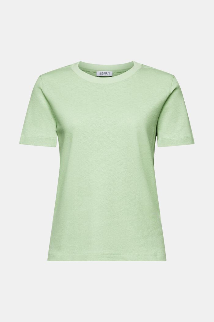 T-shirt i bomuld og hør, LIGHT GREEN, detail image number 7
