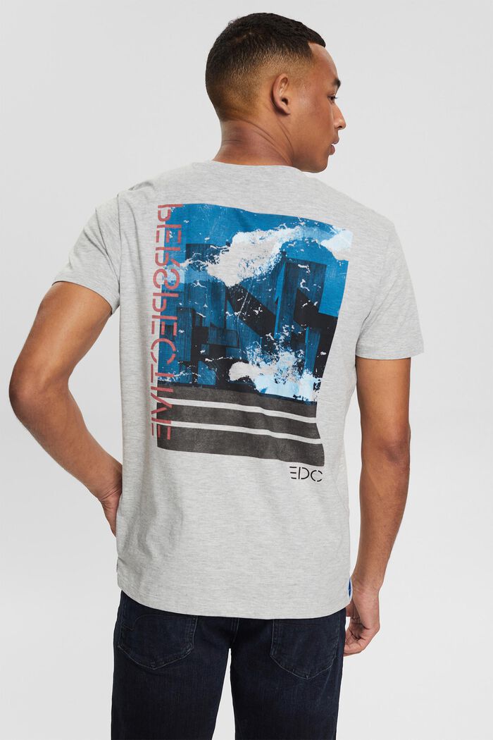 Jersey-T-shirt med stort rygprint, LIGHT GREY, detail image number 3
