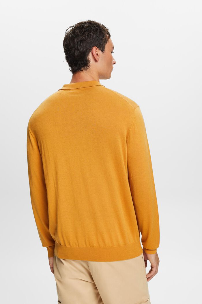 Polosweater i uld, HONEY YELLOW, detail image number 4