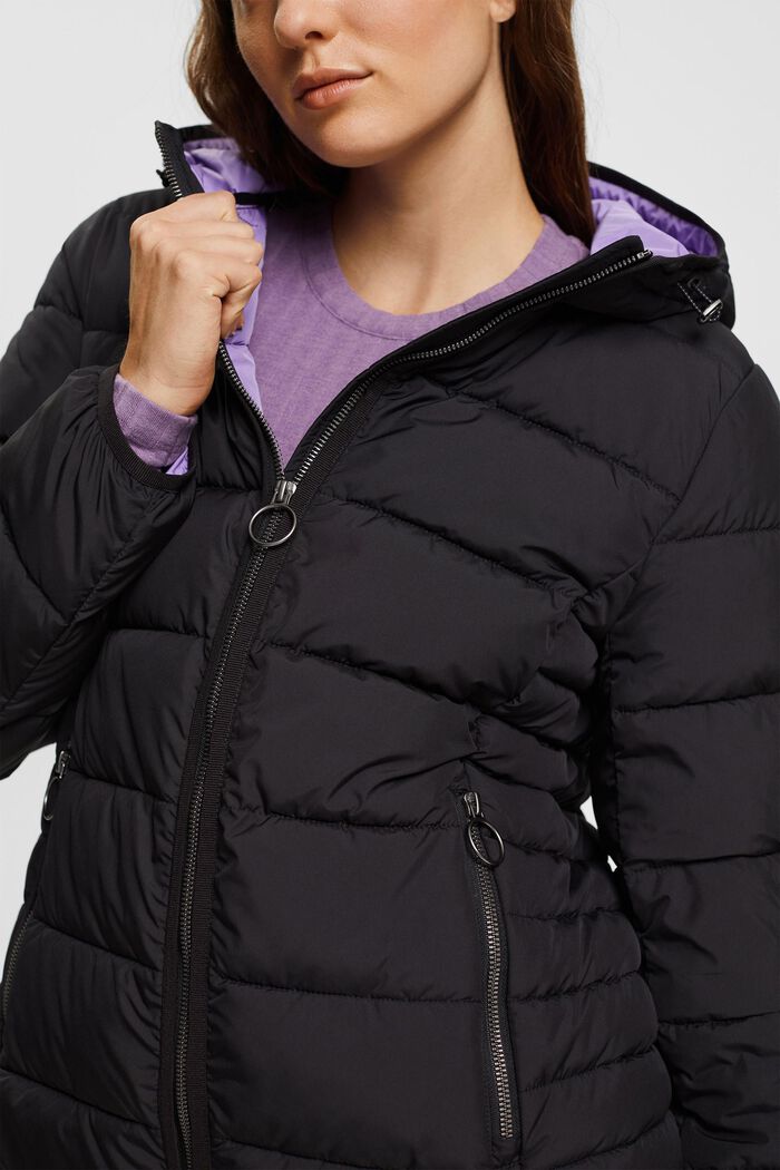 Quiltet jakke med inderside i kontrastfarve, BLACK, detail image number 0