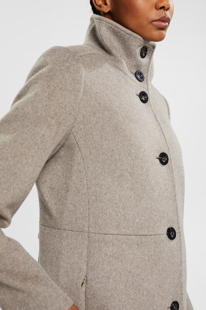 Frakke med uld, TAUPE, detail image number 2