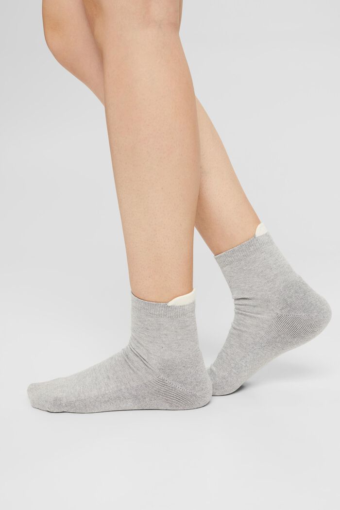 Pakke med 2 par korte sokker med frottésål, GREY/WHITE, detail image number 2