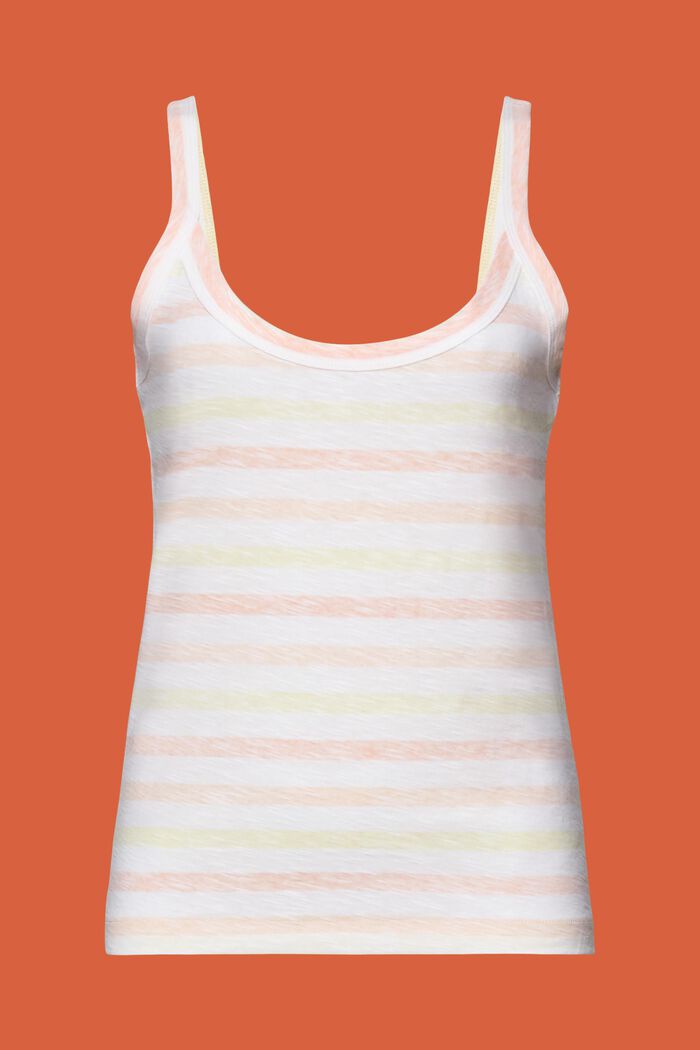 Stribet tanktop, 100 % bomuld, PEACH, detail image number 6