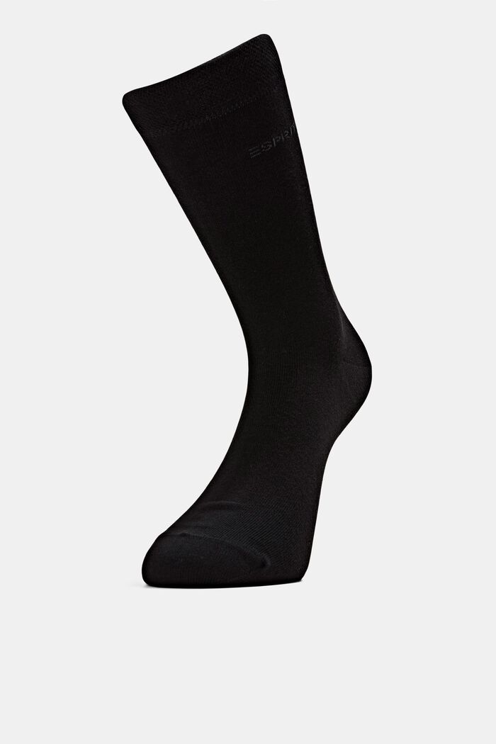 Pakke med 2 par sokker i økologisk bomuldsblanding, BLACK, detail image number 0