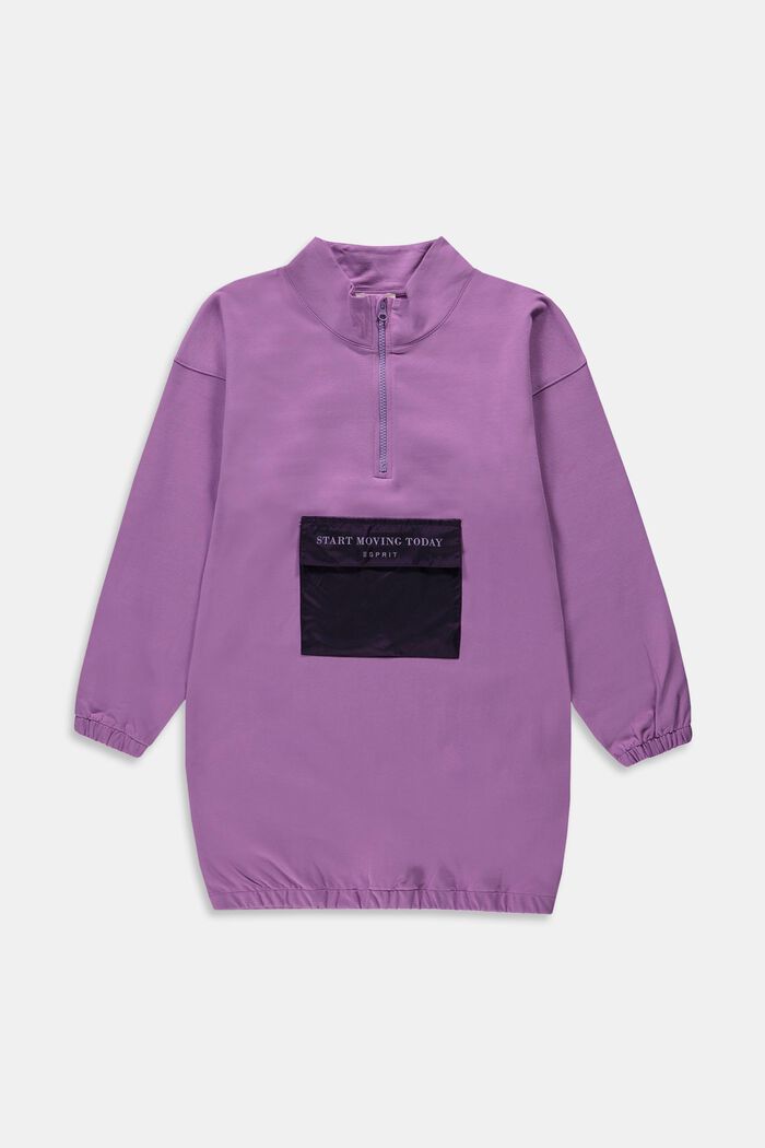 Sweatshirtkjole med lomme og statement-print, PURPLE, detail image number 0