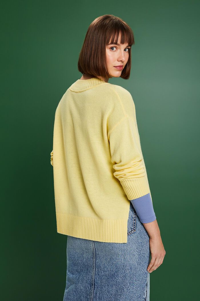 Sweater i uld- og kashmirmiks med V-hals, LIME YELLOW, detail image number 2