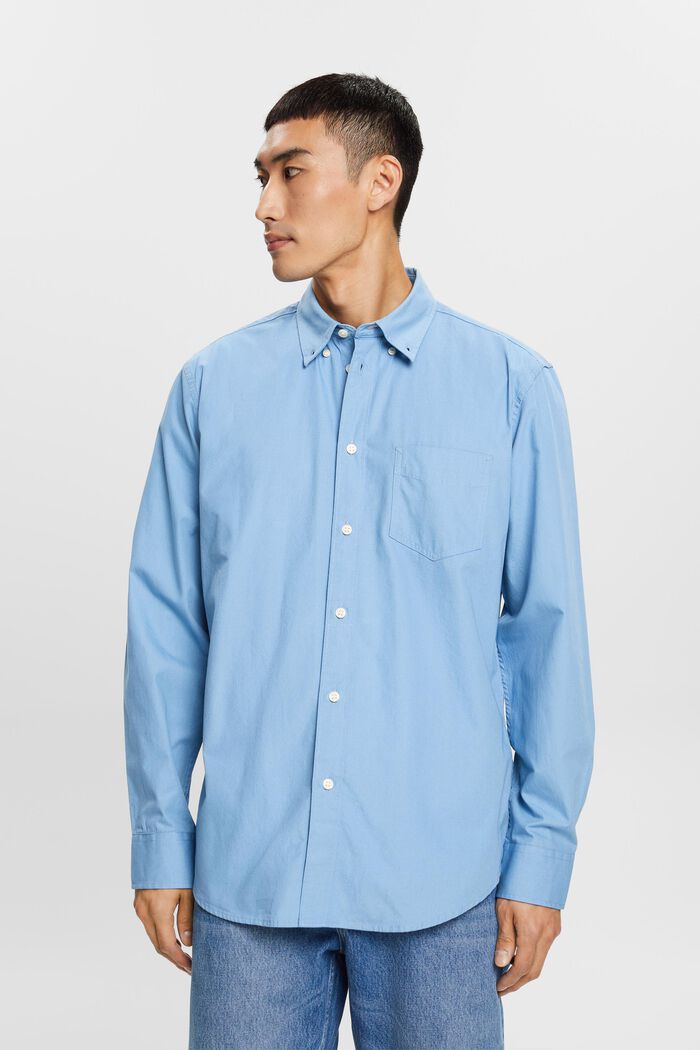 Button down-skjorte i poplin, 100 % bomuld, LIGHT BLUE, detail image number 0