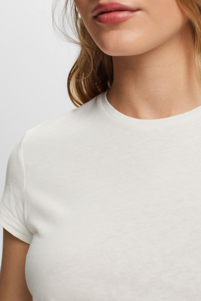T-shirt med rund hals, 100 % bomuld, OFF WHITE, detail image number 2