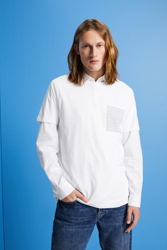 T-shirt i bæredygtig bomuld med brystlomme, WHITE, detail image number 0