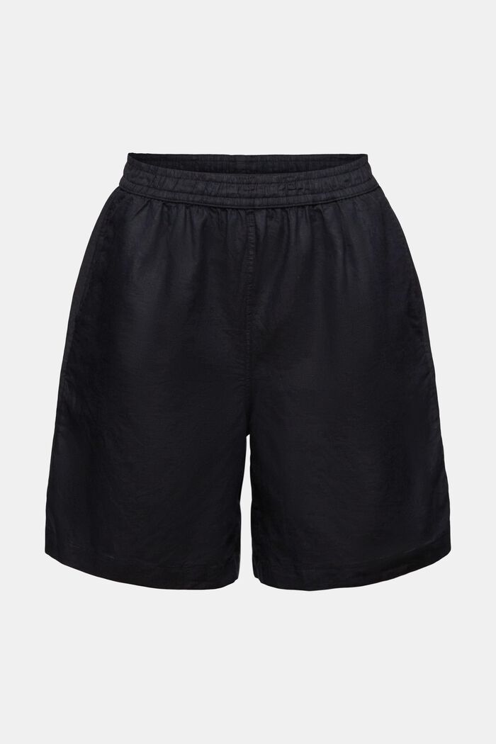 Pull on-shorts i bomuld og hør, BLACK, detail image number 7