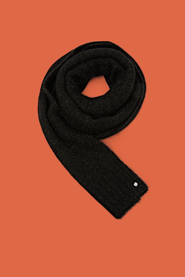 Tørklæde i mohair-/uldmiks, BLACK, detail image number 0