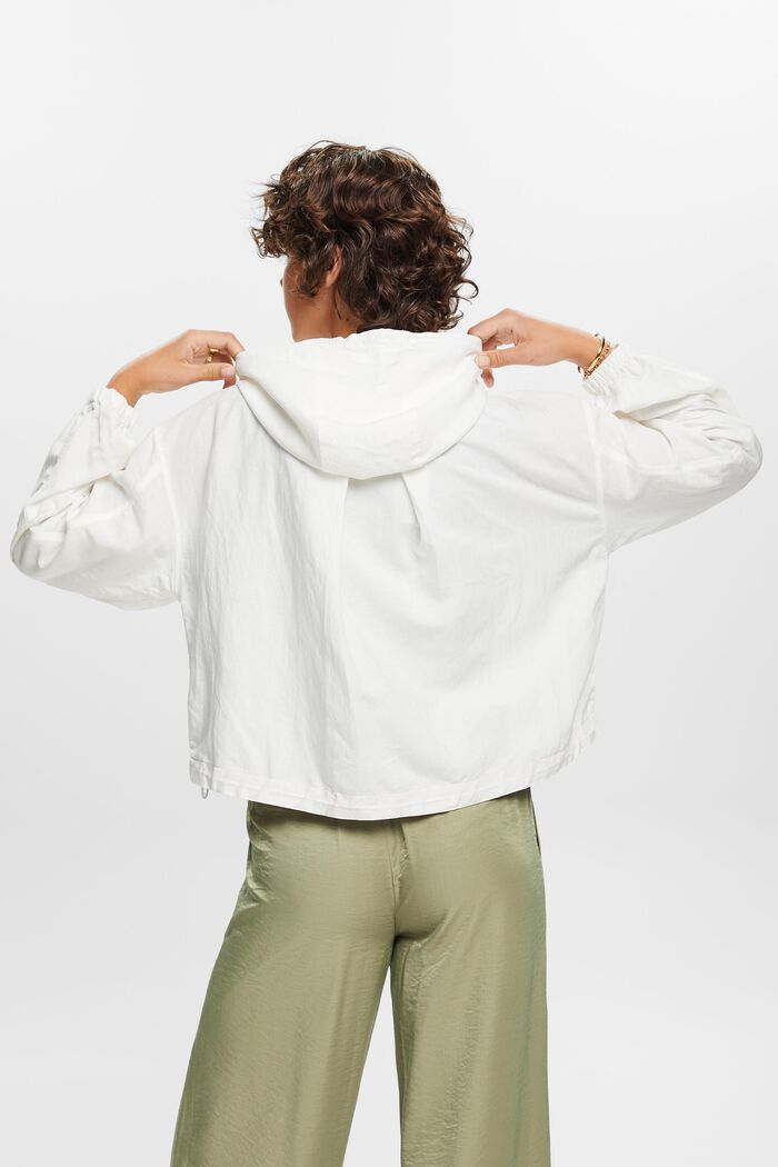 Overgangsjakke med hætte, hørblanding, WHITE, detail image number 3