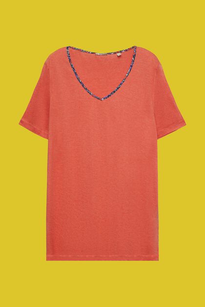 CURVY T-shirt med blomstret kant, TENCEL™