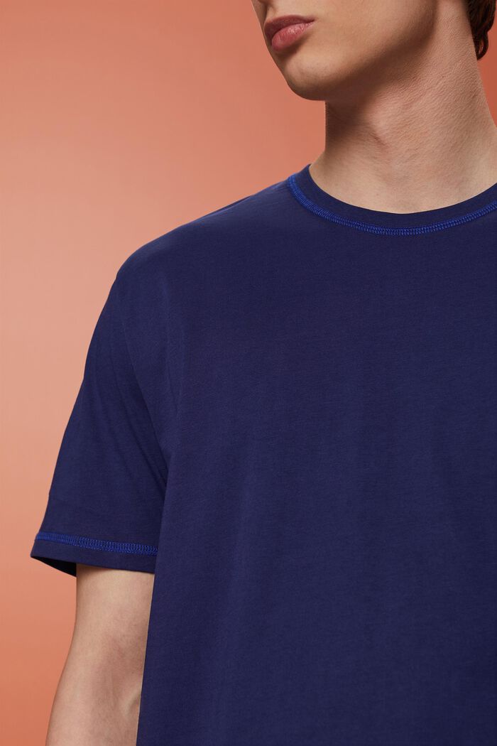 Jersey-T-shirt med kontrastsøm, DARK BLUE, detail image number 2