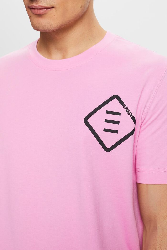 T-shirt i bomuldsjersey med logo, PINK, detail image number 3
