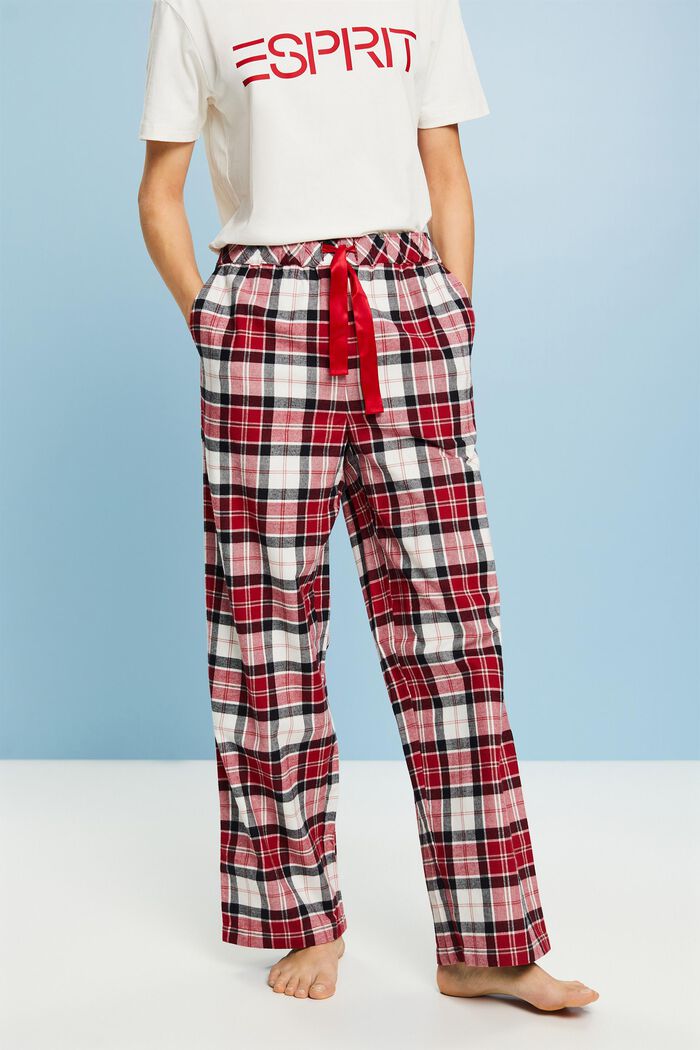 Ternede pyjamasbukser i flonel, NEW RED, detail image number 0