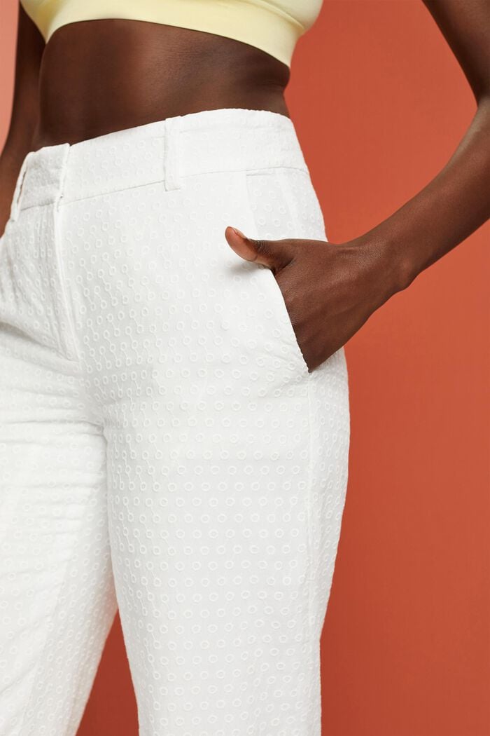 Broderede bukser, 100 % bomuld, WHITE, detail image number 2