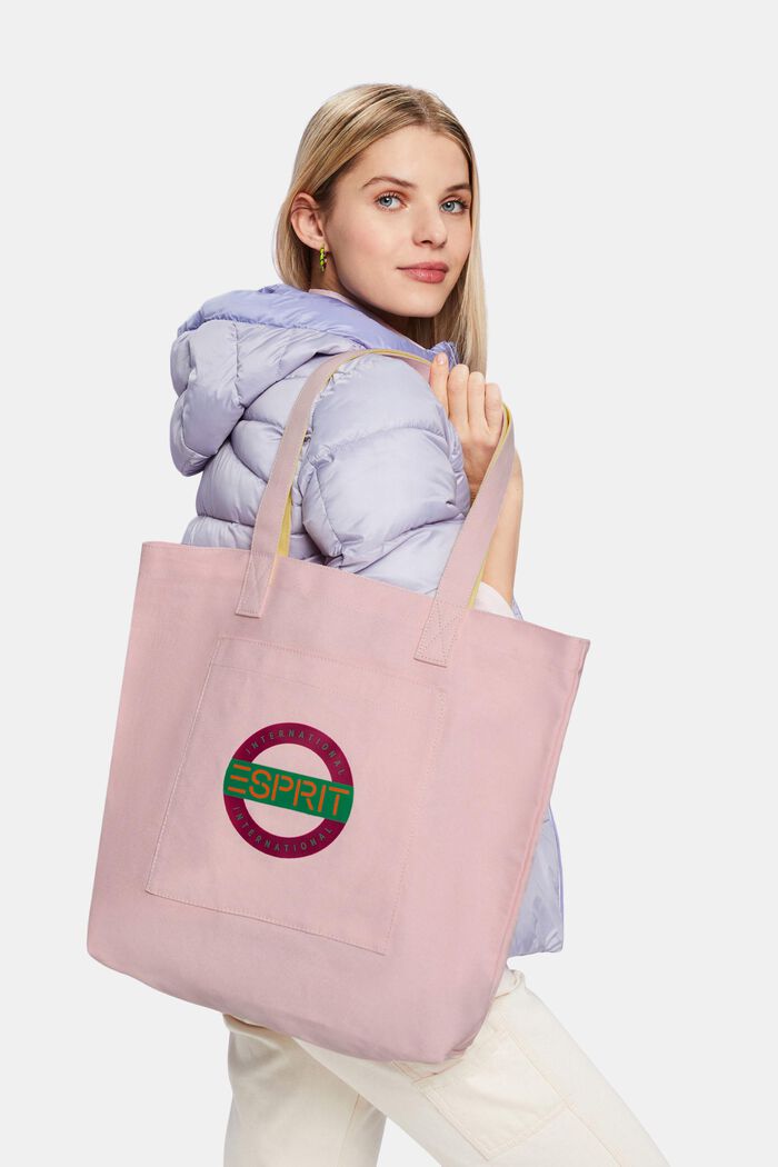 Shoppingtaske i canvas med logo, PASTEL PINK, detail image number 4