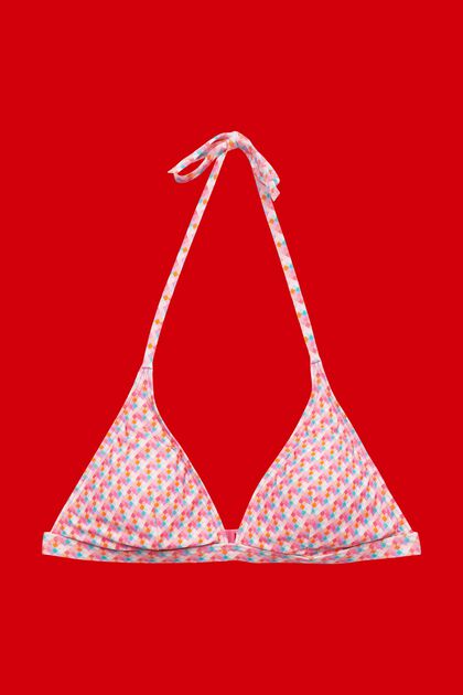 Polstret halterneck-bikinitop med geometrisk print