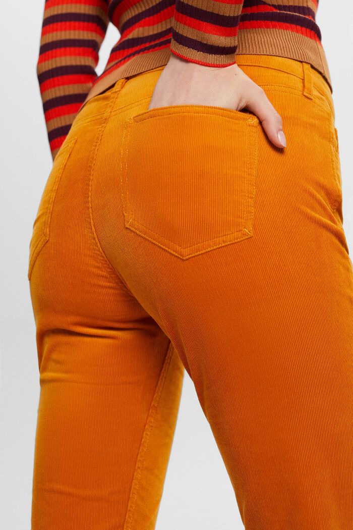 Slim fløjlsbukser med mellemhøj talje, HONEY YELLOW, detail image number 4