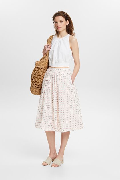 Midi-nederdel med tekstur og boblekant