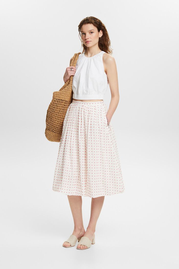 Midi-nederdel med tekstur og boblekant, WHITE, detail image number 1