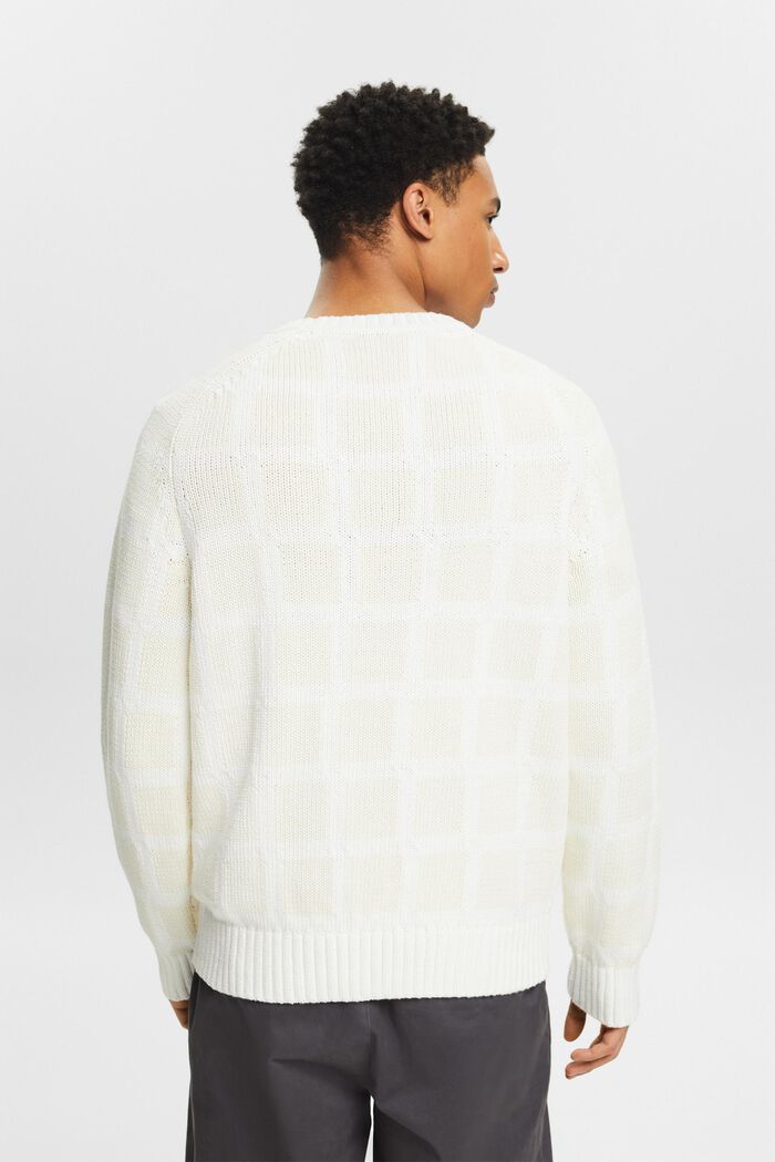 Sweater i chunky strik med logo og gittermønster, WHITE, detail image number 2