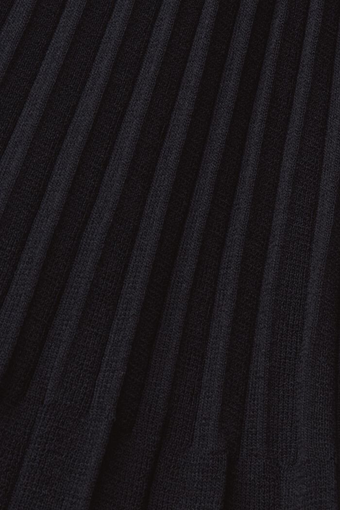 Plisseret minikjole med lange ærmer og rund hals, BLACK, detail image number 5
