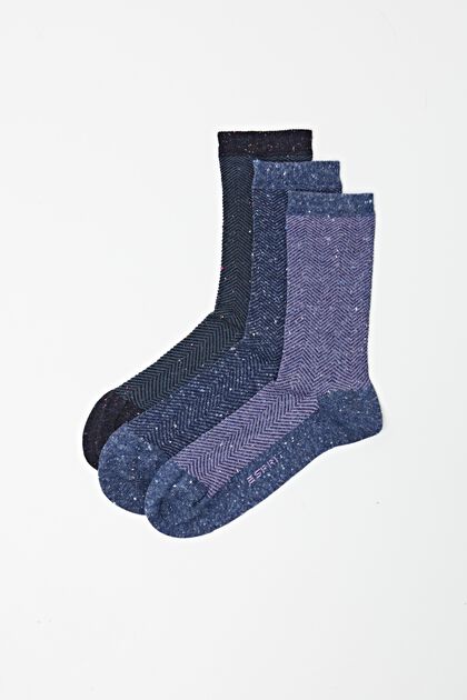 3-pak sokker med sildebensmønster