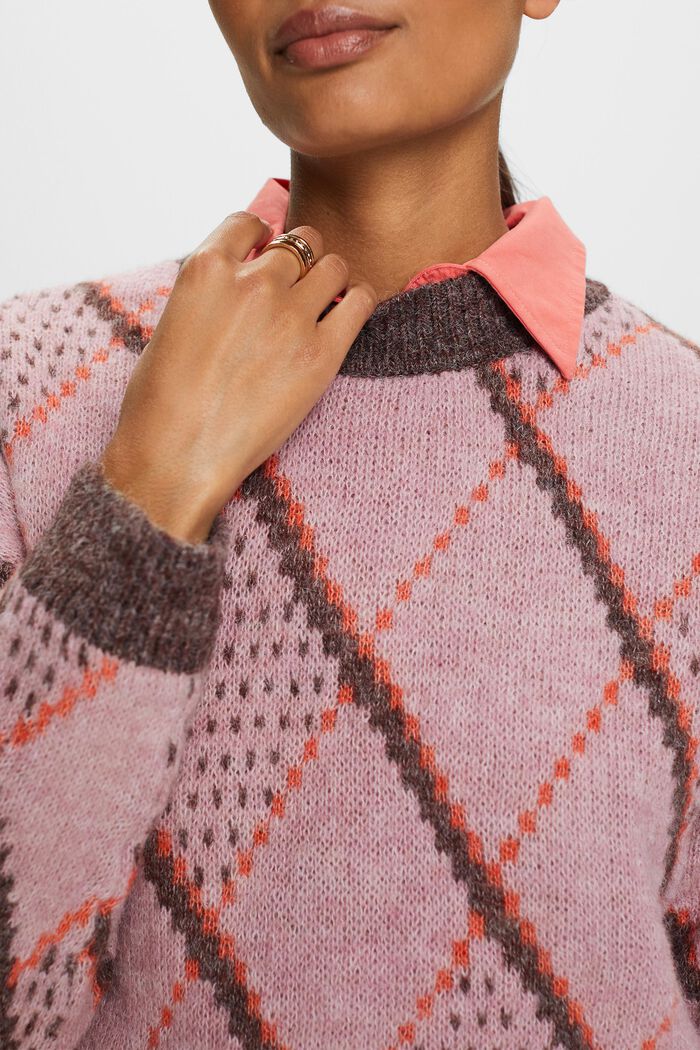Ternet sweater i uldmiks, OLD PINK, detail image number 2