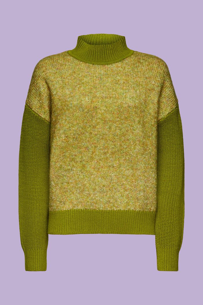 Meleret sweater med høj hals, LEAF GREEN, detail image number 6