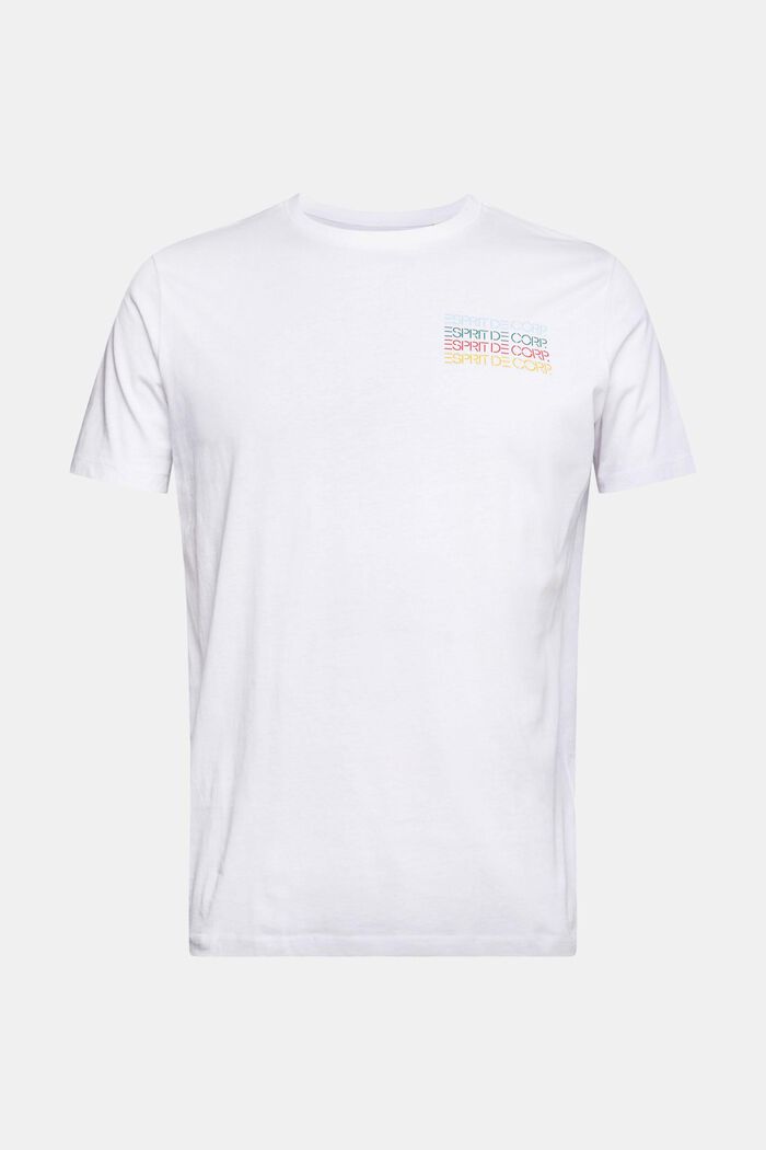 T-shirt i jersey med kulørt logoprint, WHITE, detail image number 5